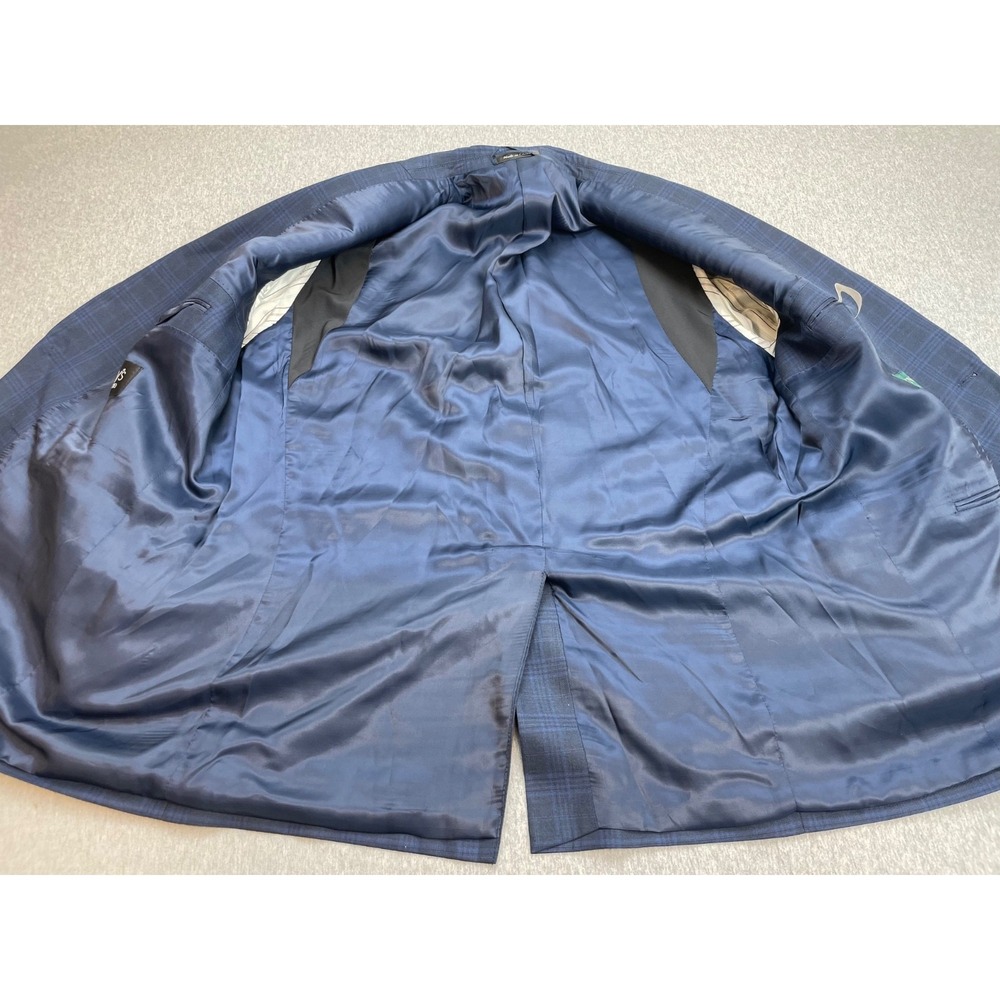 Lauren Ralph Lauren Blazer Mens 46L Blue Plaid Notch Lapel 2 Button Jacket - Picture 4 of 10